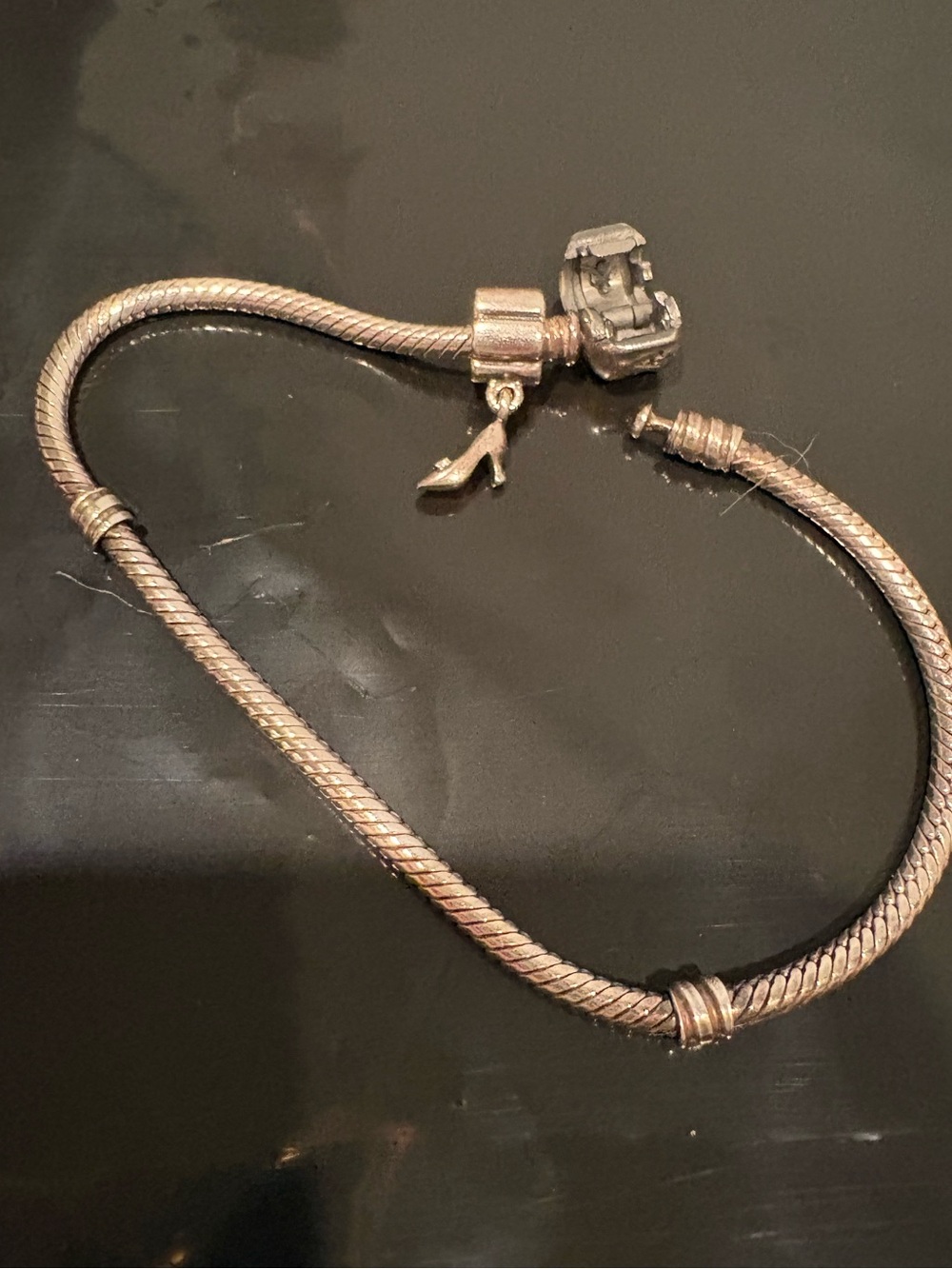 Pandora Silver Bracelet with Shoe Charm Longer Charm Bracelet